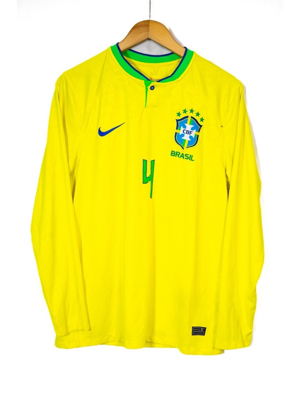 Brazil National Team Nike 2014/2016 Home Soccer Long Sleeve Jersey Men's L